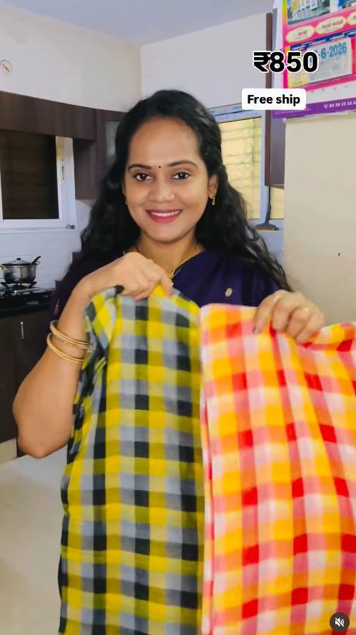 Ball Linen Khadi Cotton Saree – Handwork Design with Contrast Pallu & Blouse
