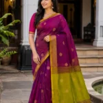 Ball Linen Khadi Cotton Saree – Handwork Design with Contrast Pallu & Blouse