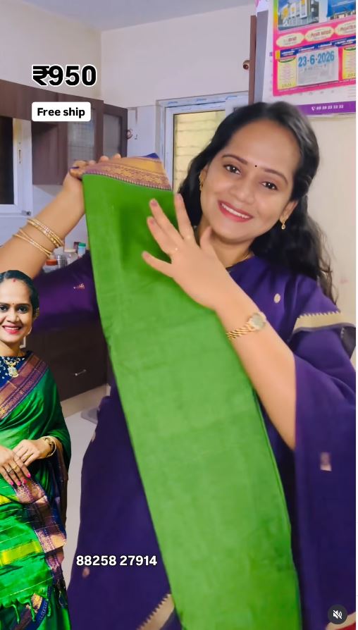 Narayanpet Cotton Saree – Small Elephant Border with Running Blouse