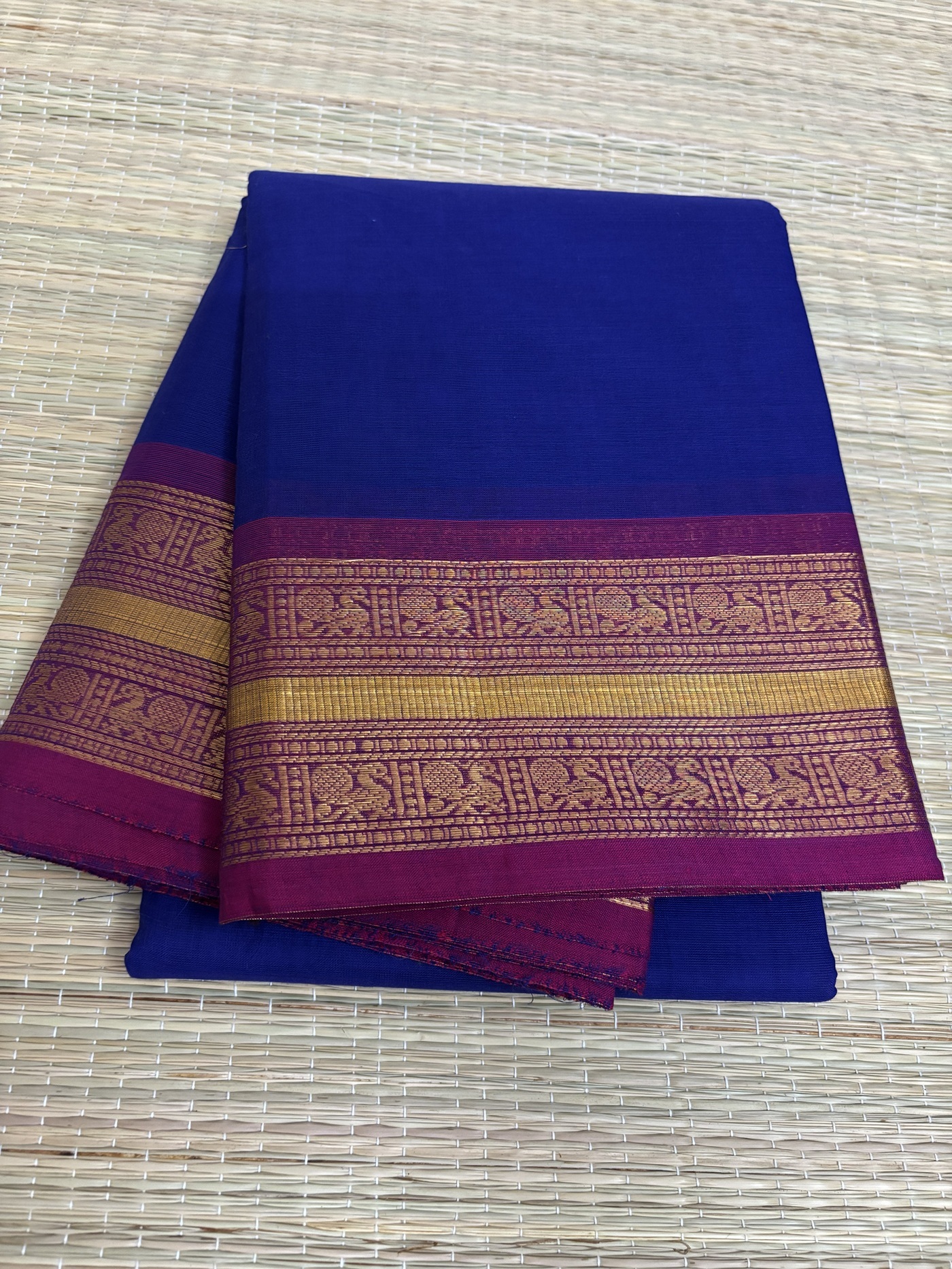 Kanchi Cotton Saree – Traditional and contemporary Zari Border with Striped Pallu & Running blouse