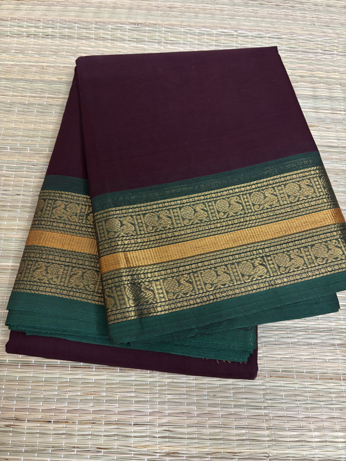 Kanchi Cotton Saree – Traditional and contemporary Zari Border with Striped Pallu & Running blouse