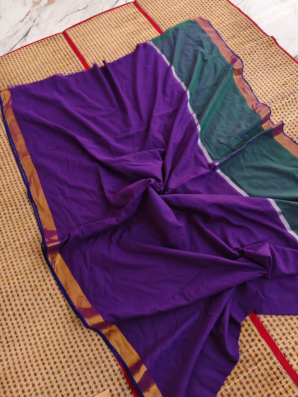 New Mul Cotton Saree – With big inch border and with Running Blouse