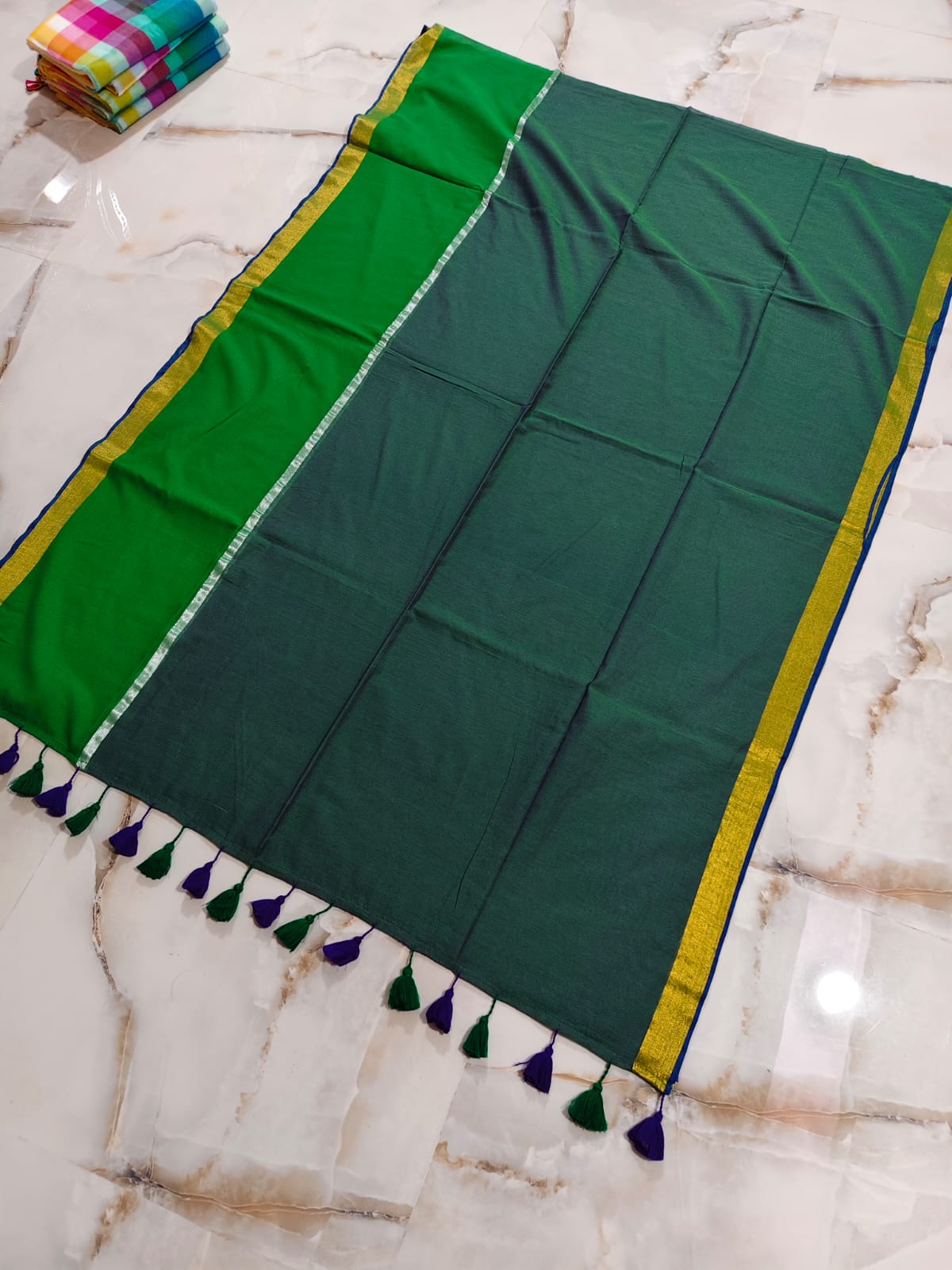 New Mul Cotton Saree – With big inch border and with Running Blouse