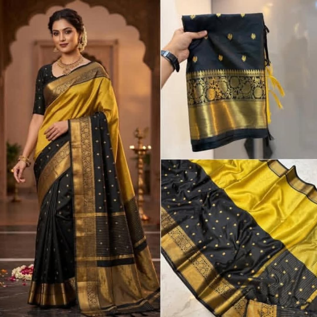Soft Silk Saree – Half and Half pattern in Classic style