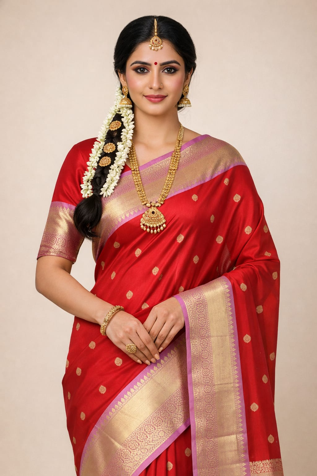 Soft Silk Saree – Trending zari woven buttas soft silk with contrast border and contrast blouse