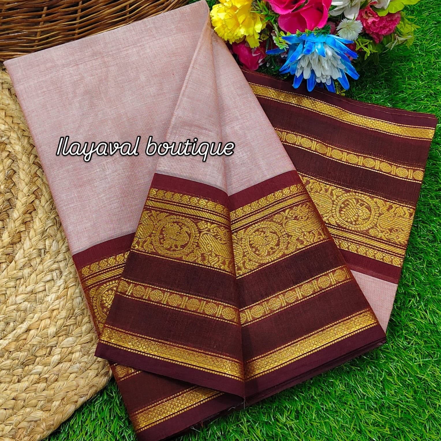 Kanchi Cotton Saree – Traditional and contemporary Zari Border with Striped Pallu & Running blouse