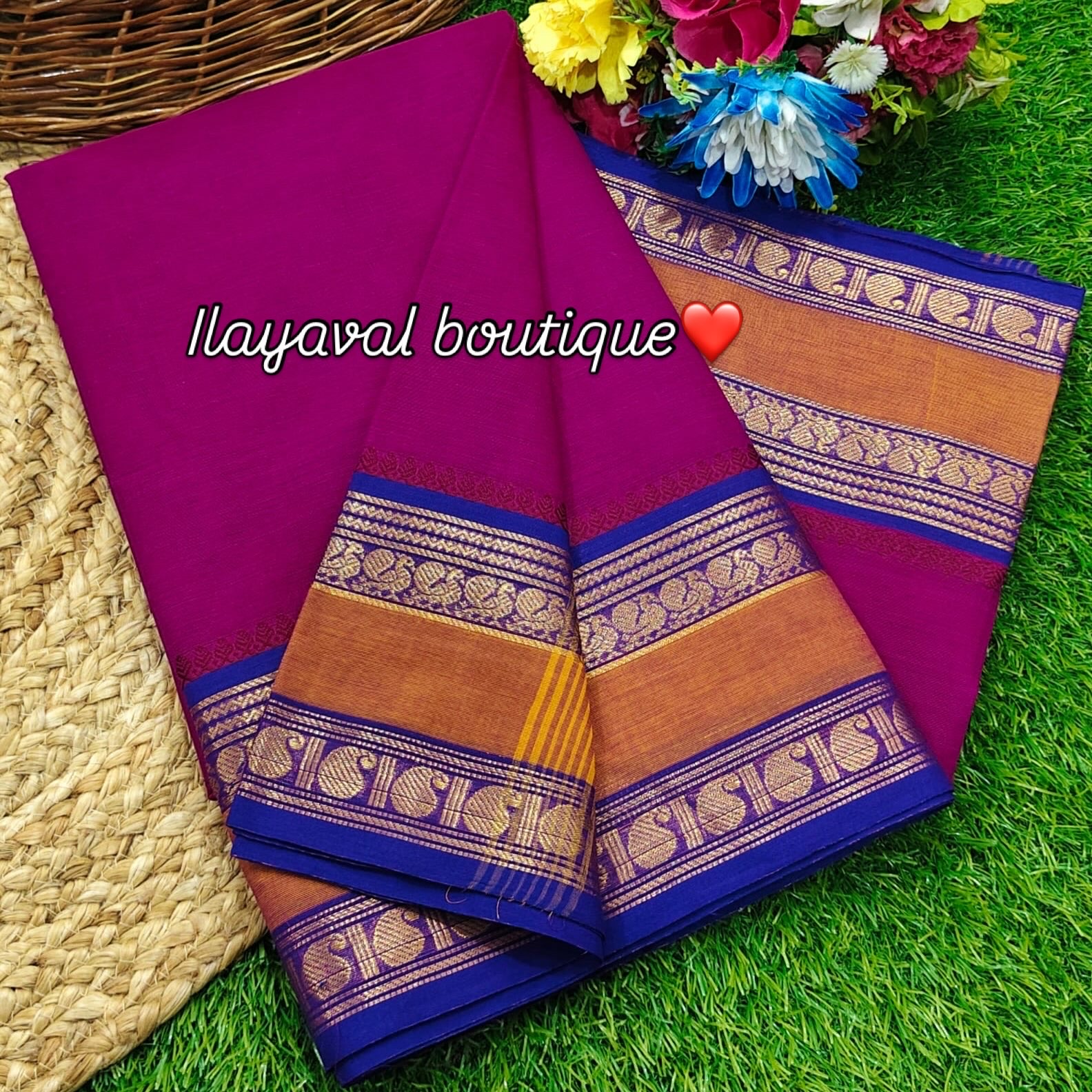 Kanchi Cotton Saree – Traditional and contemporary Zari Border with Striped Pallu & Running blouse
