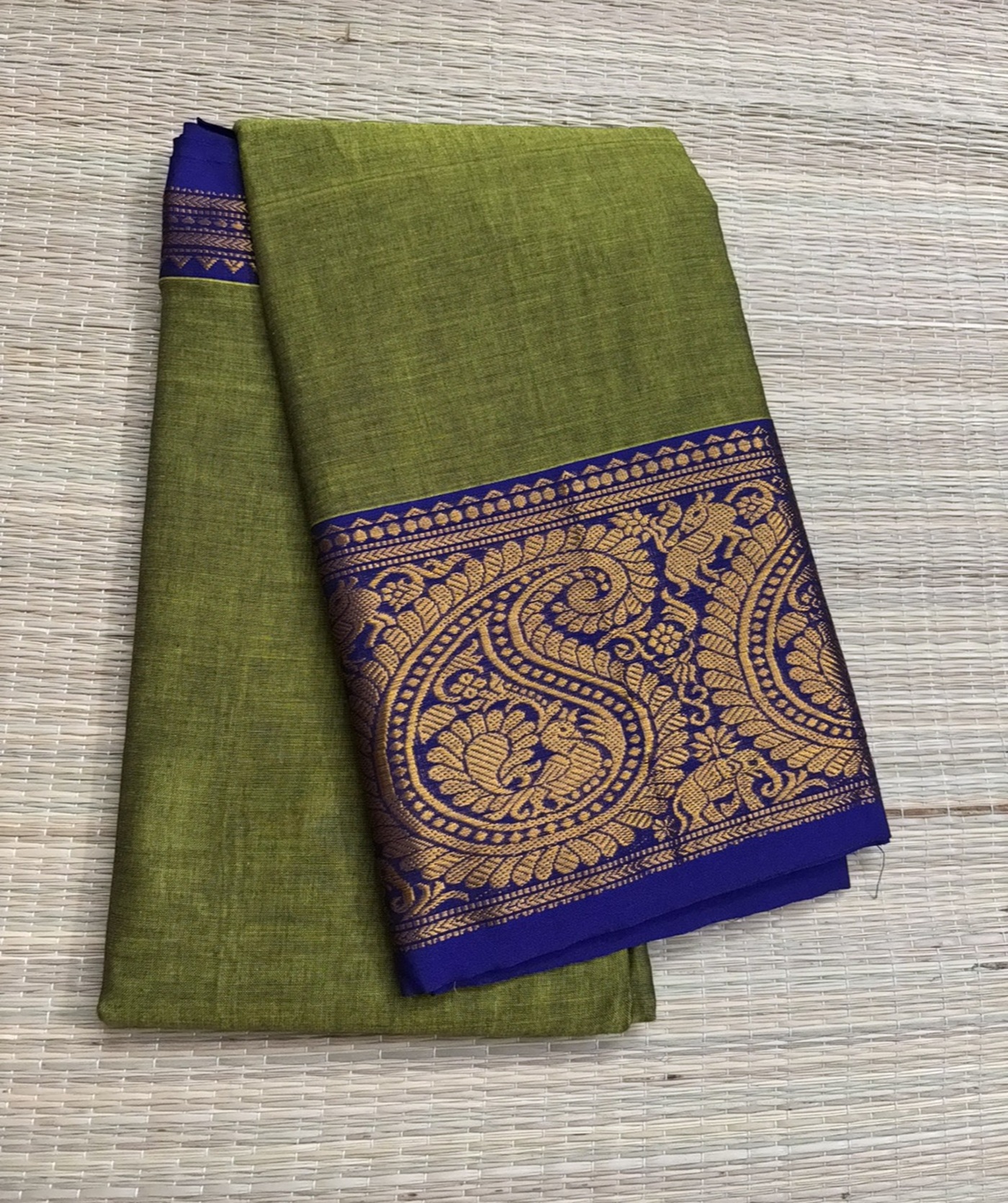 Narayanpet Cotton Saree – Mango zari border pattern in Narayanpet